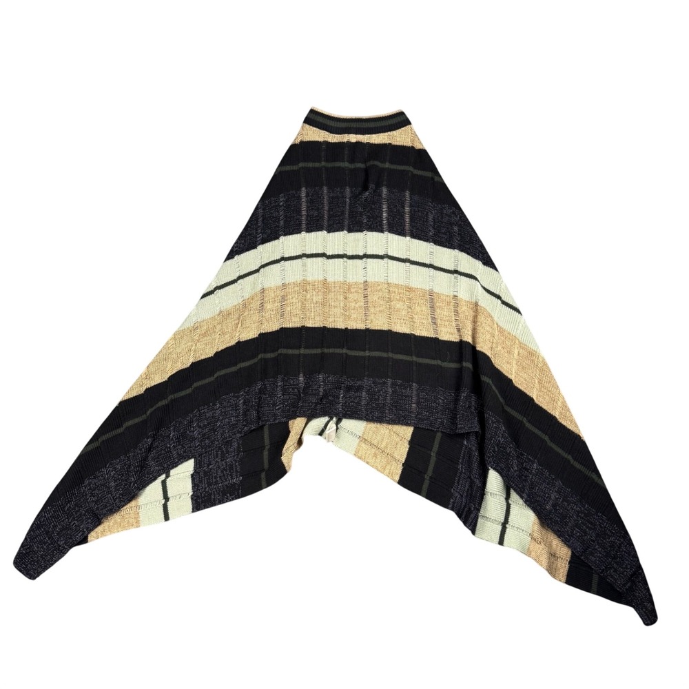 Echo Poncho Sweater Womens One Size Striped Open Knit Asymmetrical Boho Cape